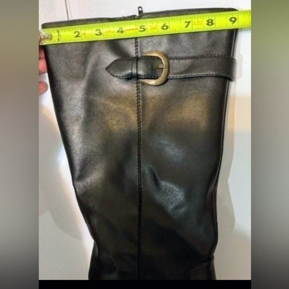David Tate women’s stallion black polyurethane, tall boot buckle side zip healed - Picture 14 of 15